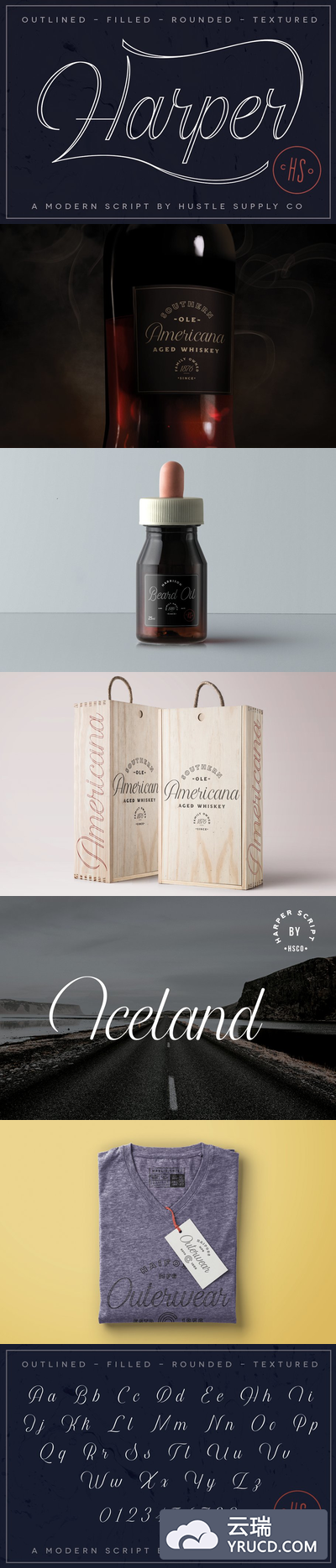 优雅现代手绘脚本字体 Harper Script