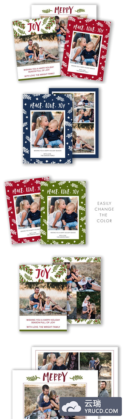 圣诞节卡片模板吧 Christmas Card Template Bundle