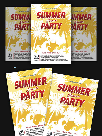 夏季海边模板 Summer Beach Party Flyer
