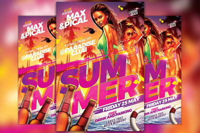 热门夏季派对海报模板 Hot Beach Summer Party Flyer