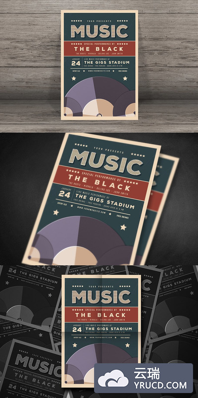 老乙烯基音乐传单海报 Old Vinyl Music Flyer