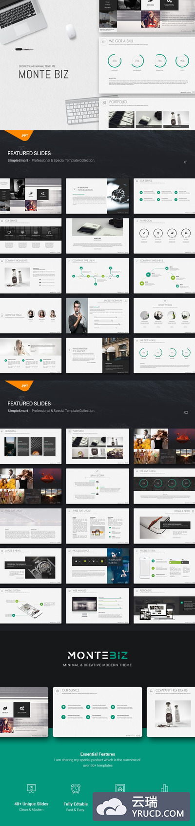 时尚现代风格的高品质高端质感powerpoint幻灯片演示模板（pptx）