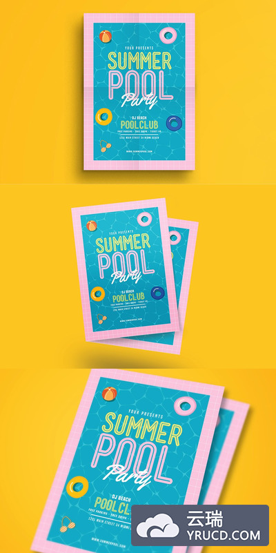 夏季泳池海报模板 Summer Pool Party Flyer