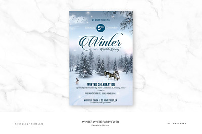 冬季主题海报模板 Winter White Party Flyer