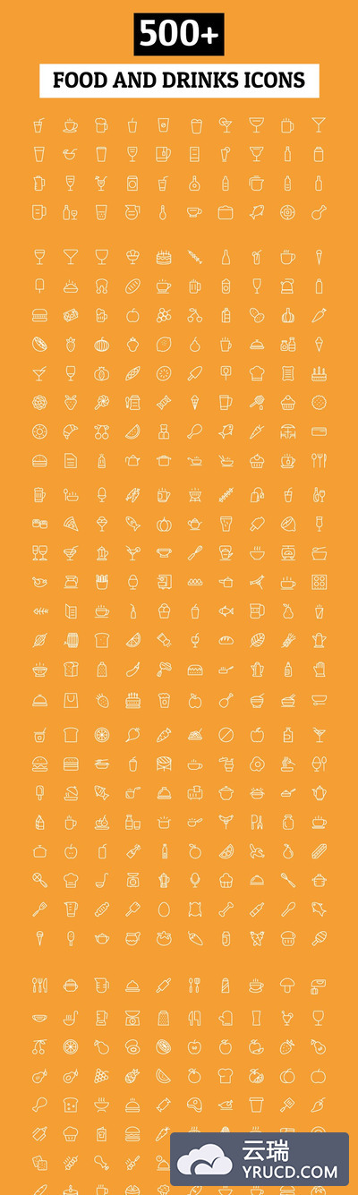 500+食物和饮料相关图标 500+ Food and Drinks Icons