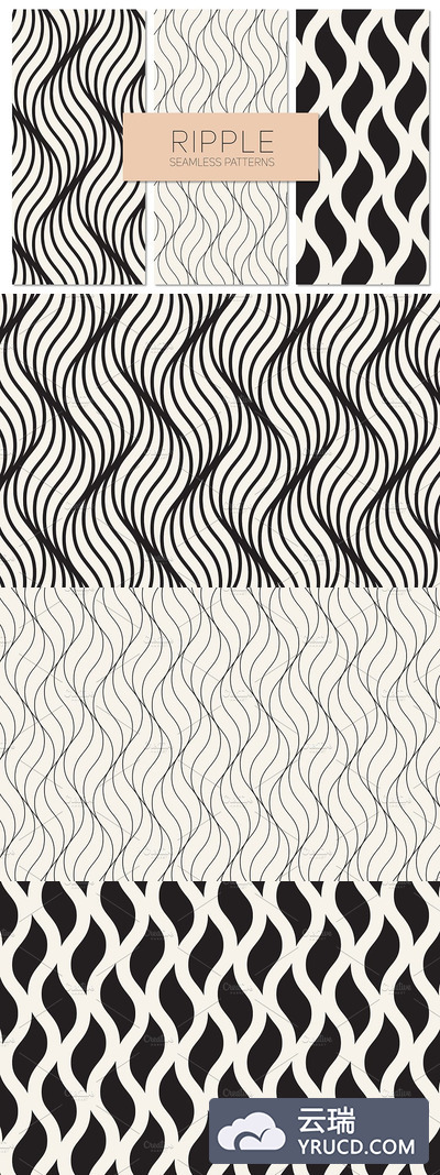 波纹无缝背景纹理素材 Ripple Seamless Patterns Set 3