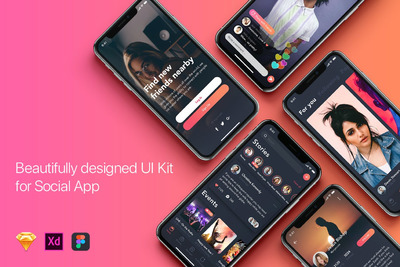 适用于iPhone X的社交移动应用APP UI KITS