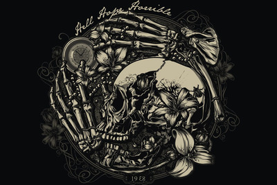 Hell Hope Horrible时尚高端个性骷髅插画设计模板