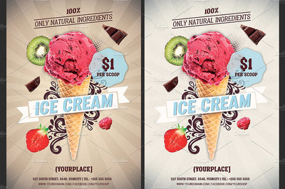 冰淇淋商店宣传海报模板 Ice Cream Shop Offer Flyer Template