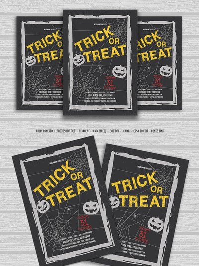 万圣节捣蛋活动海报模板 Trick or Treat Flyer