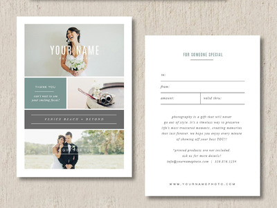 婚礼摄影模板 Photographer Gift Card Templates