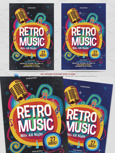 的音乐传单模板 Retro Music Flyer