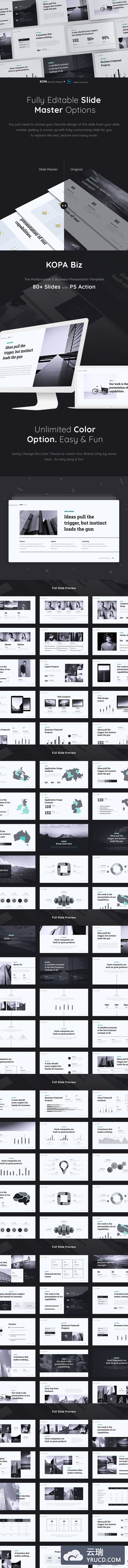 时尚高端多用途的商业商务质感大数据keynote幻灯片演示模板（KEY）