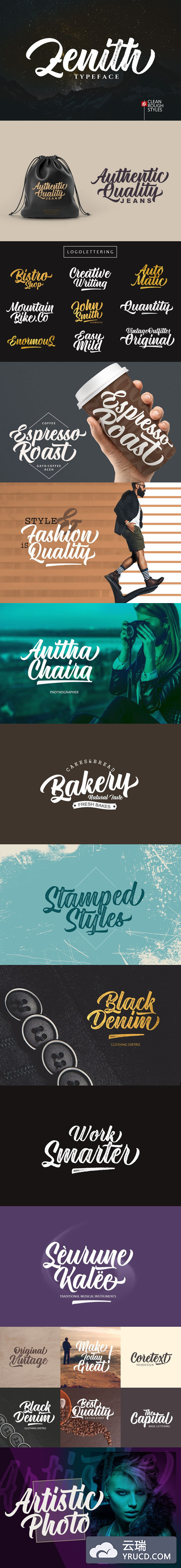 简洁粗糙风格的脚本字体 Zenith Script