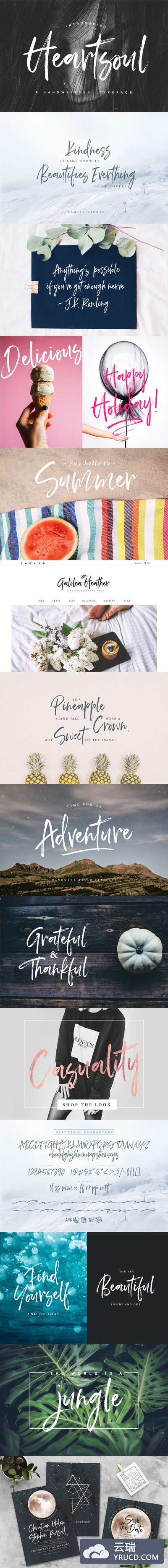 自然流畅的手写字体 Heartsoul Font