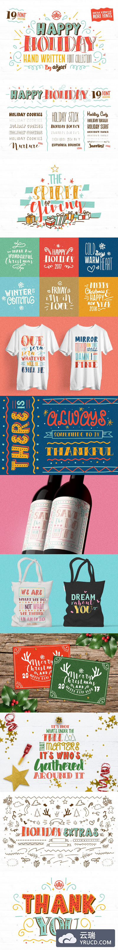 假日手绘字体集 Holiday Handwritten Font Collection