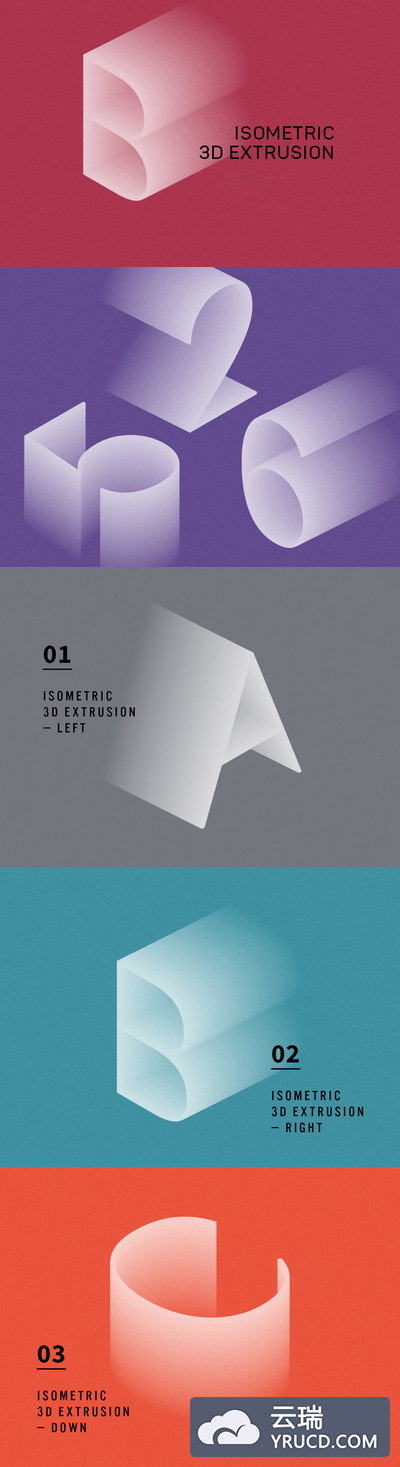 图层样式 | 3种不同角度PSD自由淡出3D文本效果