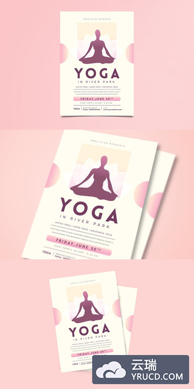 瑜伽课传单模板 Yoga Class Flyer
