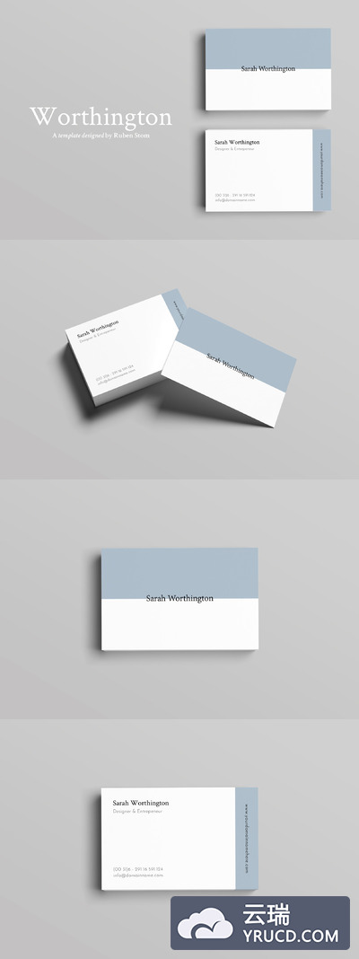 简单的Worthington名片模板 Worthington Business Card Template