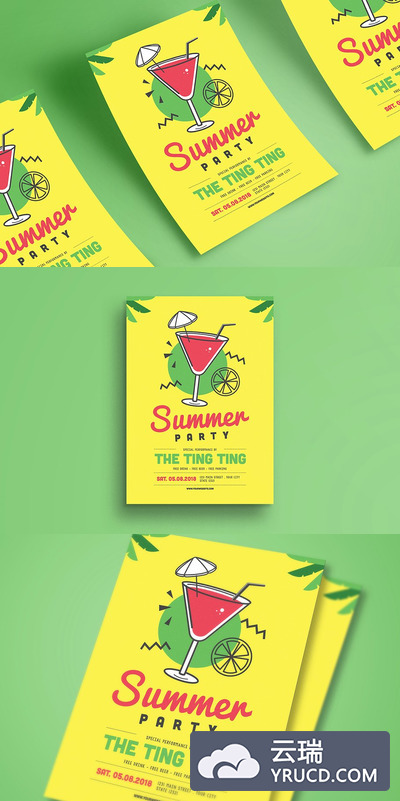 夏日派对传单模板 Summer Party Flyer