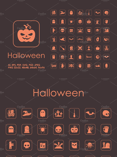 简单的万圣节图标 49 Halloween simple icons