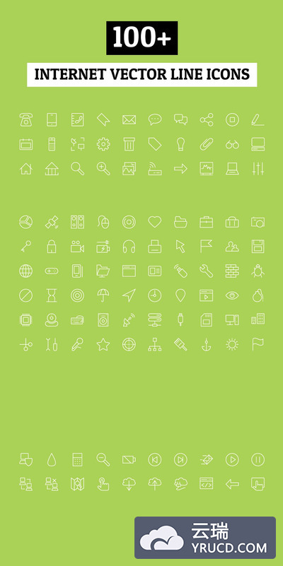 100+ 网络主题图标 100+ Internet Vector Line Icons