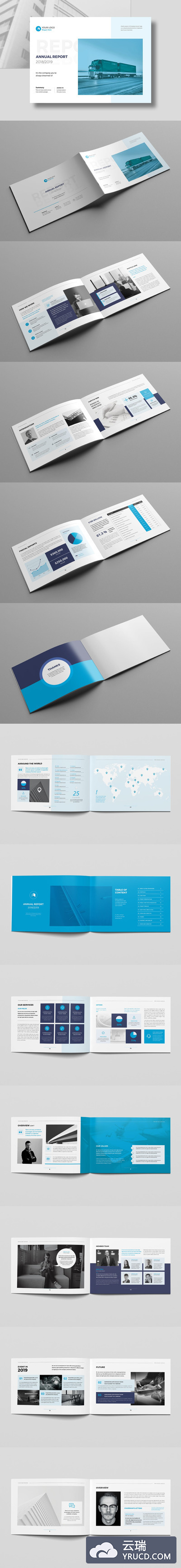 高端时尚清新简约商务商业配色年度报告总结画册房地产楼书杂志设计模板