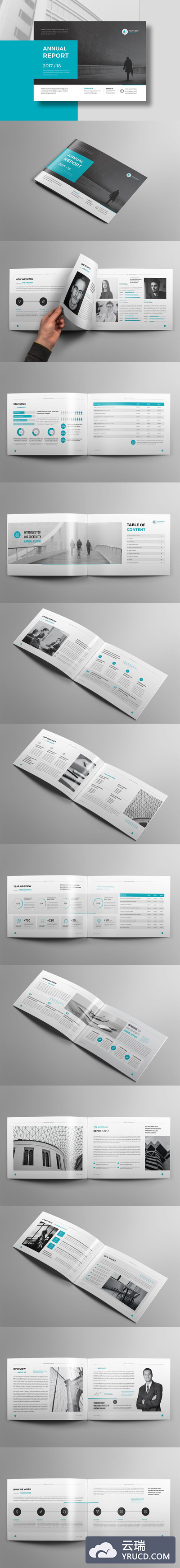 高品质的A4和A5尺寸的时尚高端多用途横版年度报告画册品牌手册房地产楼书杂志设计模板（indd）