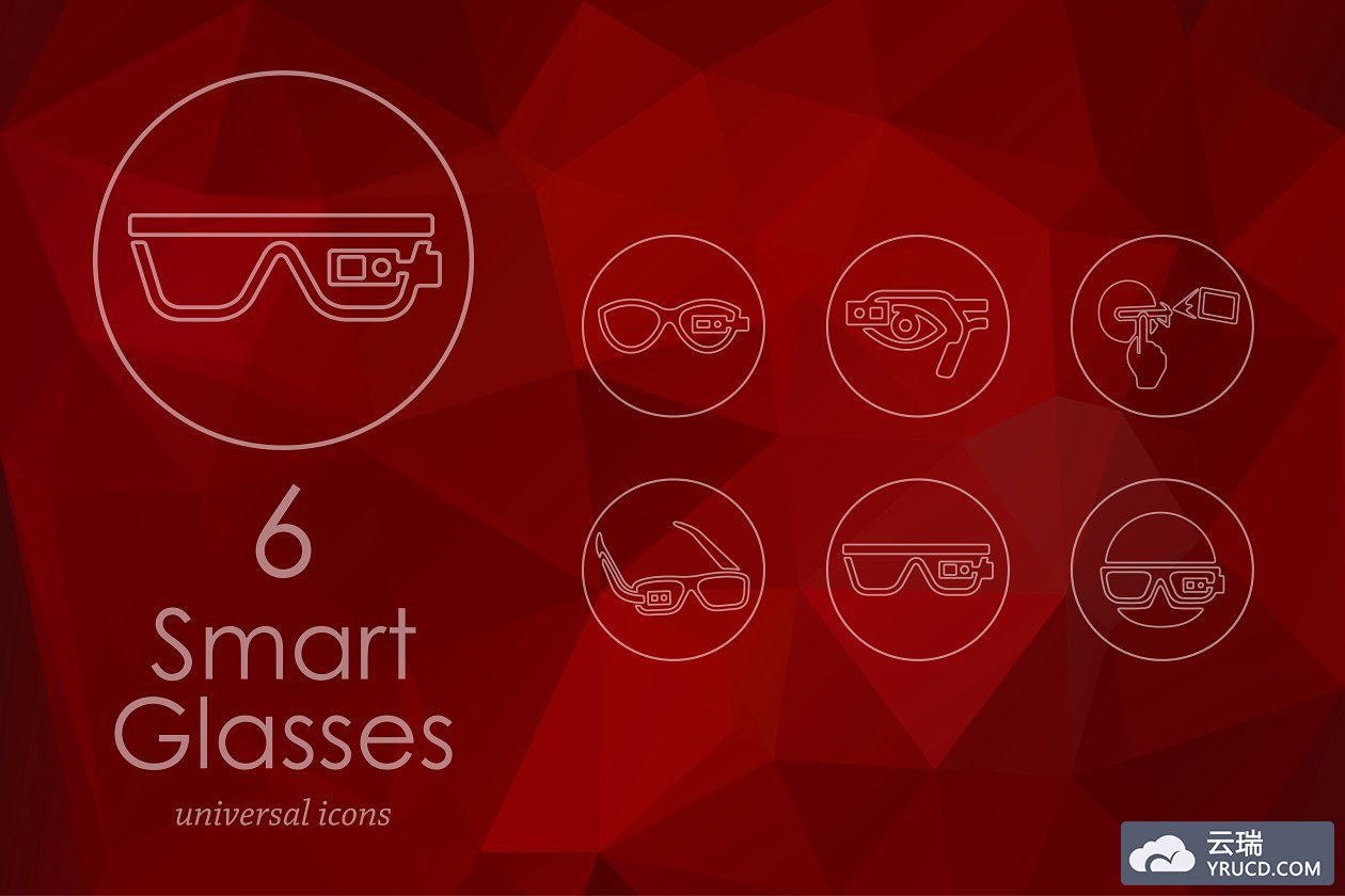 智能眼镜图标 6 high-tech glasses line icons