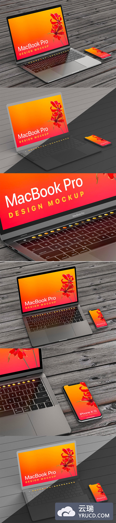 新鲜的 MacBook Pro & iPhone XS 手机和网页界面UI 设计展示样机下载 [PSD,1.08GB]