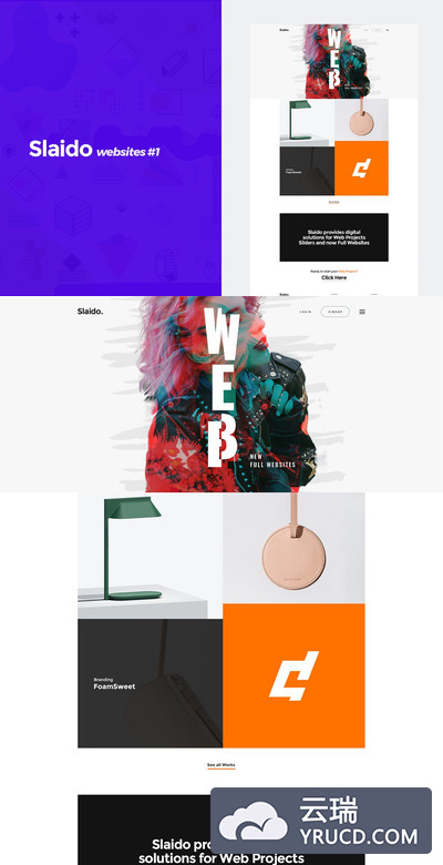 时尚高端简约多用途的滑块PSD网站设计模板