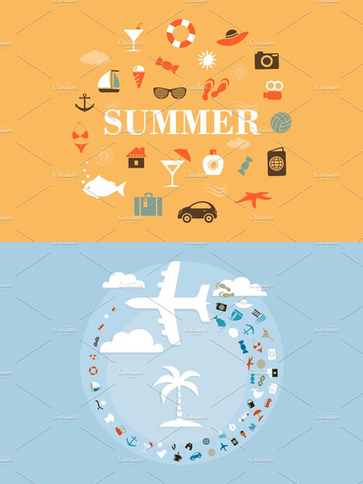 可爱的暑假主题图标 summer
