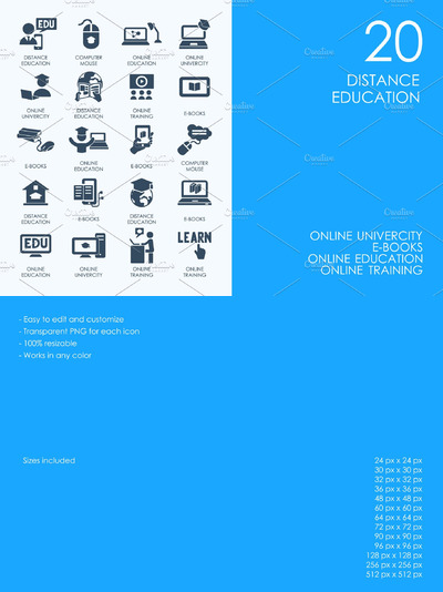 远程教育图标 Distance education icons