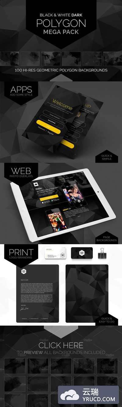 深色多边形图片包 Dark Polygon Mega Pack