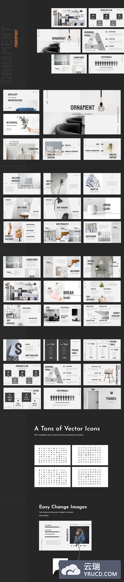 高品质的时尚高端简约powerpoint幻灯片演示模板（pptx）