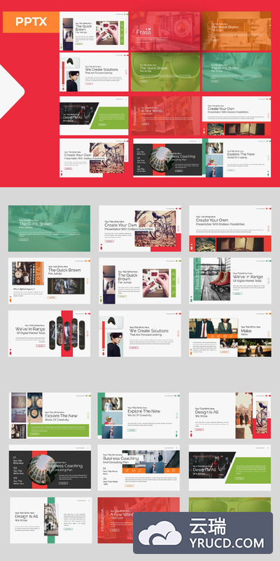 时尚高端简约多功能powerpoint幻灯片演示模板（pptx）