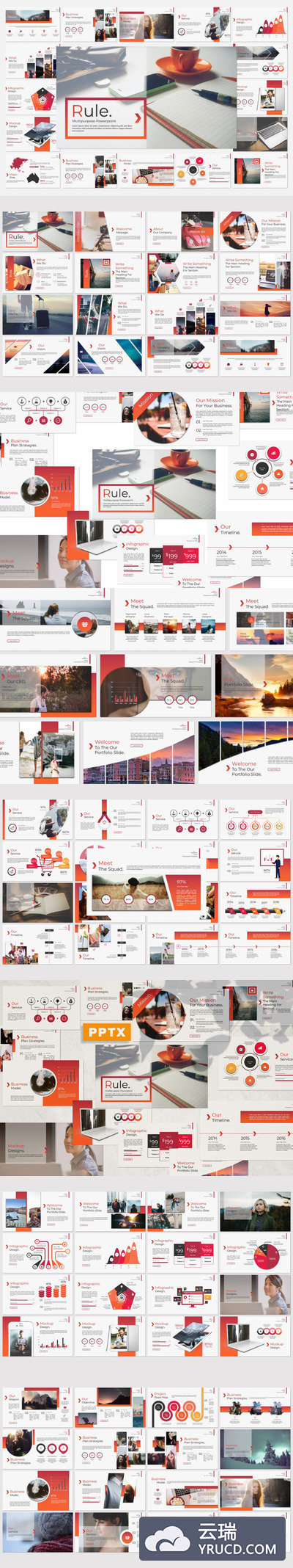 多种类型的大数据图表powerpoint幻灯片演示模板（pptx）