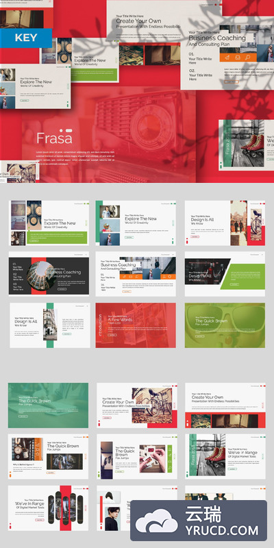 高端时尚简约多用途的keynote幻灯片演示模板（key）