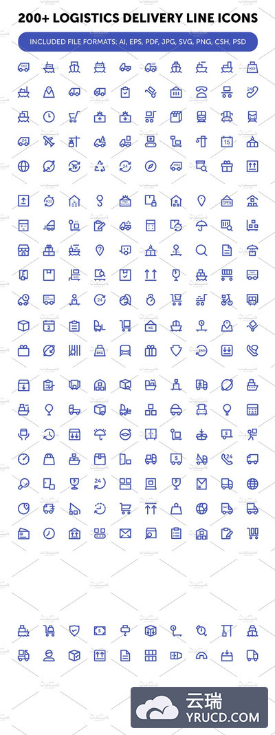 200+物流配送线型图标 200+ Logistics Delivery Line Icons