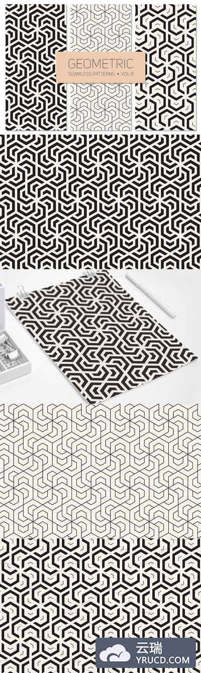 几何无缝图案集 Geometric Seamless Patterns Set 8