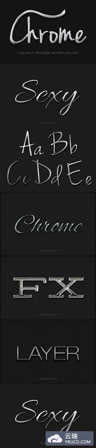 逼真质感的高端3D立体银色金属photoshop图层样式