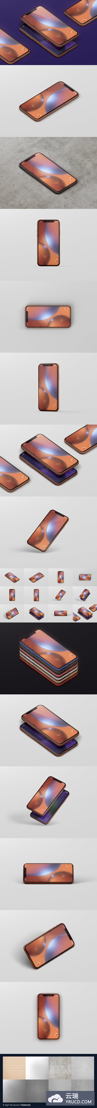 逼真质感的高品质时尚高端iPhone XR UI样机展示模型mockups