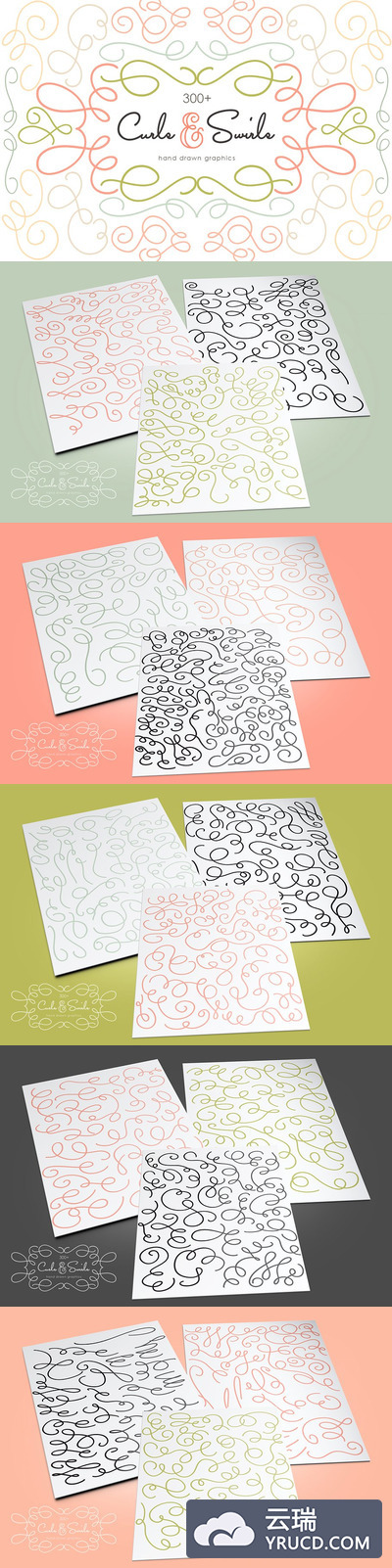 卷发和漩涡矢量图形 Curls and Swirls Vector Graphics