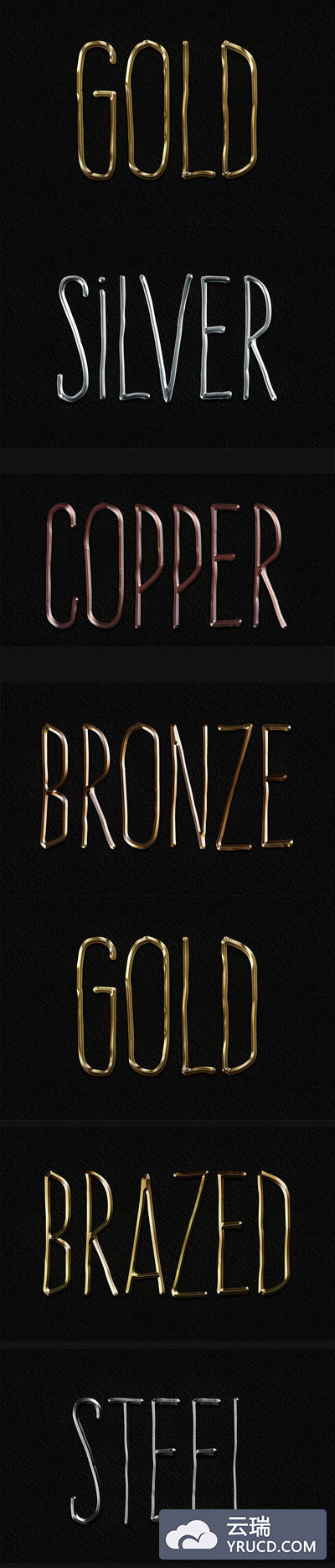 逼真3D立体金属层样式Photoshop文字效果