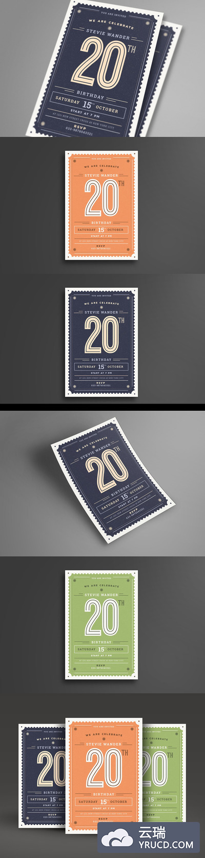 高端时尚简约复古风格的高品质生日会party派对宣传单DM设计模板