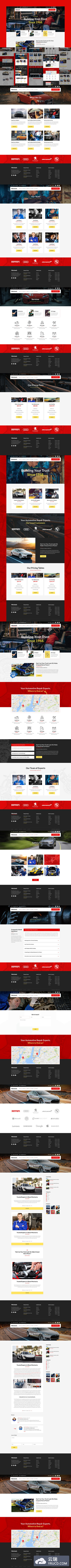 高品质的时尚高端专业的二手汽车维修售后网站租车网站设计模板UI KITS