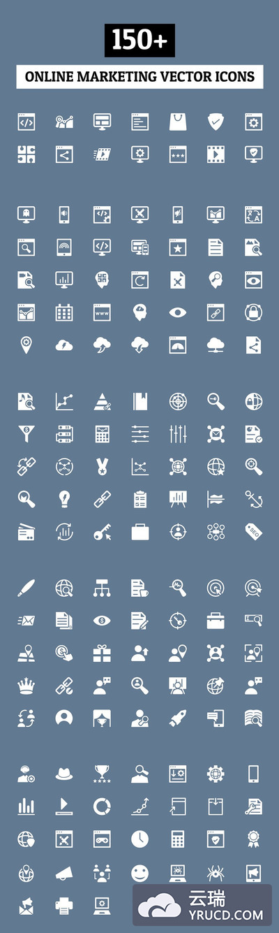 150+在线营销图标 150+ Online Marketing Icons