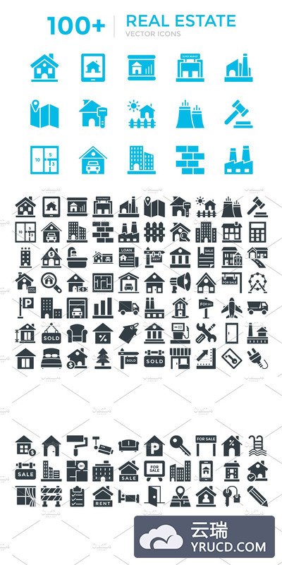 100+ 资产相关图标 100+ Real Estate Vector Icons