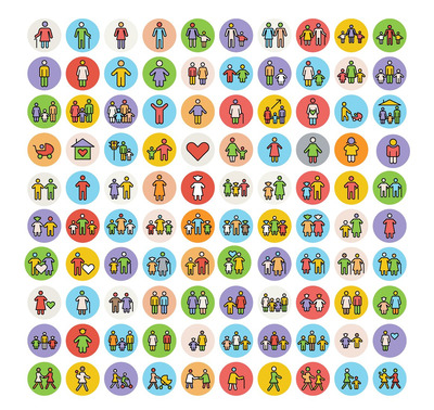 100个家庭图标集 100 Family Icons Set