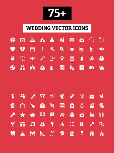 75+婚礼矢量图标 75+ Wedding Vector Icons